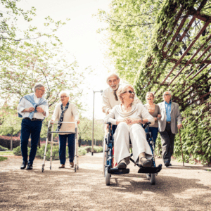 group of older people enjoying the outdoors