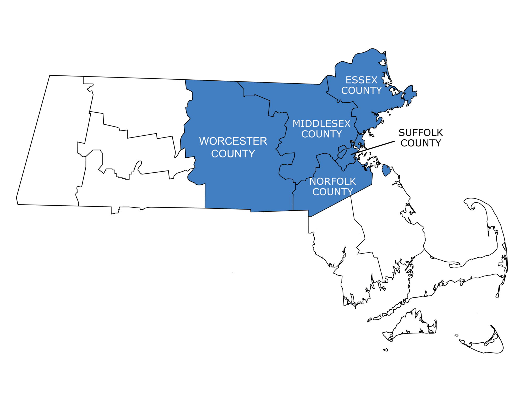 Areas serviced from Greater Boston Location
