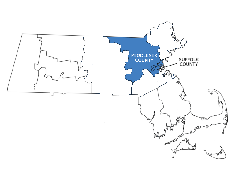 Areas serviced from Greater Boston Location